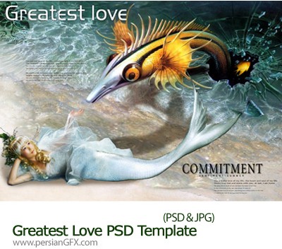دانلود تصاویر لایه باز پری دریایی - Greatest Love PSD Template