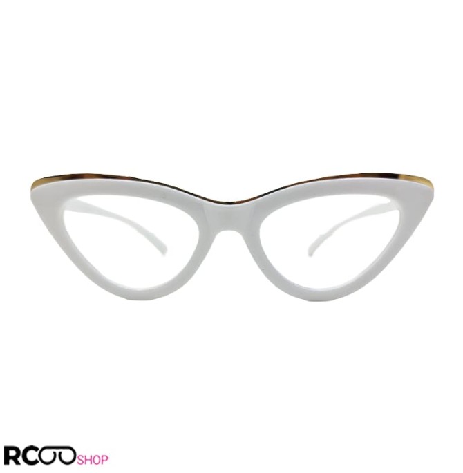 خرید فریم عینک طبی گربه ای با رنگ سفید و طلایی برند گوچی مدل G10A ...