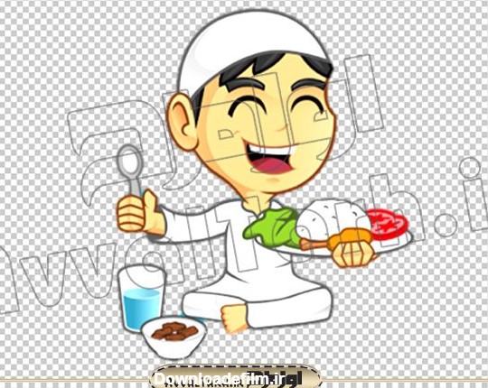 تصویر کارتونی پسر در حال غذا خوردن :: اول طرح