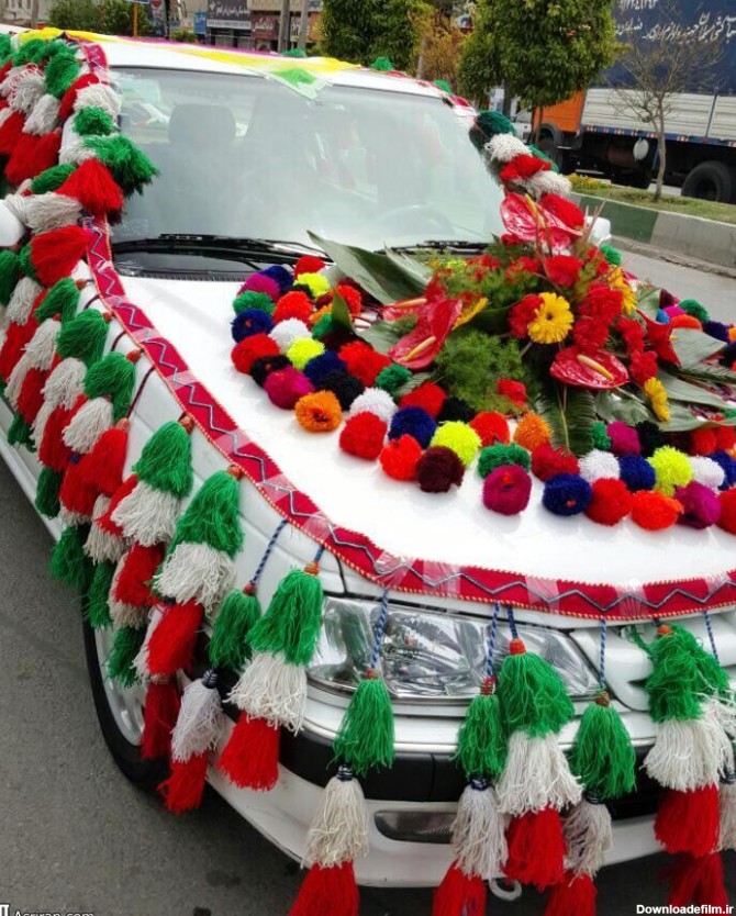 ماشین عروس با تزئینات زیبا و محلی | خودرو