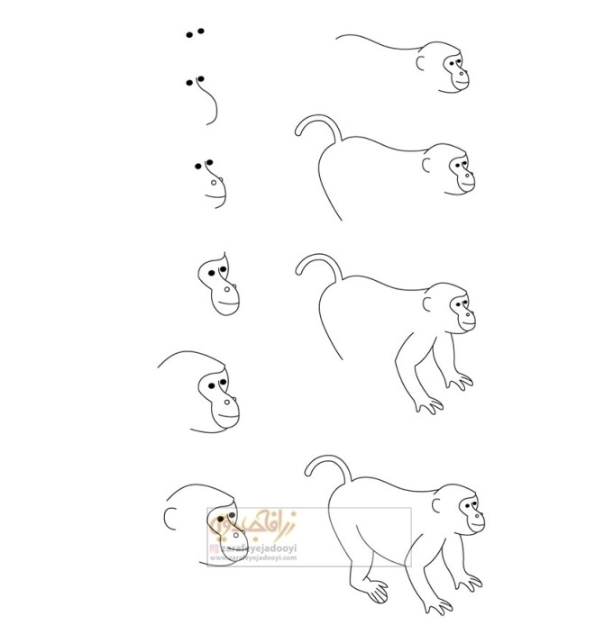 زرافه-جادویی-نقاشی-ساده-میمون