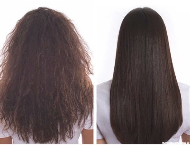 موهای مشتری قبل و بعد از احیای مو با کراتین