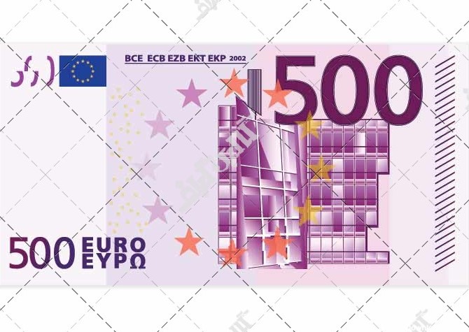 وکتور 500 یورو در یک پس زمینه سفید