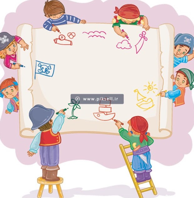 فایل لایه باز وکتور بچه ها و کودکان در حال نقاشی کشیدن