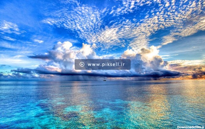 عکس با کیفیت از دریا و منظره ابری با فرمت jpg