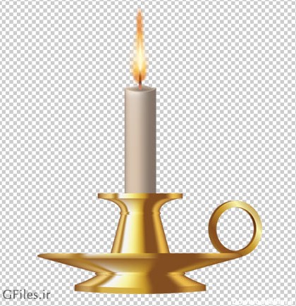 دانلود فایل ترانسپرنت و دوربری شده جا شمعی قدیمی طلایی با شمع روشن ...