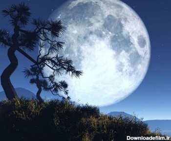 عکس فانتزی جزیره کوچک و ماه dream moon light