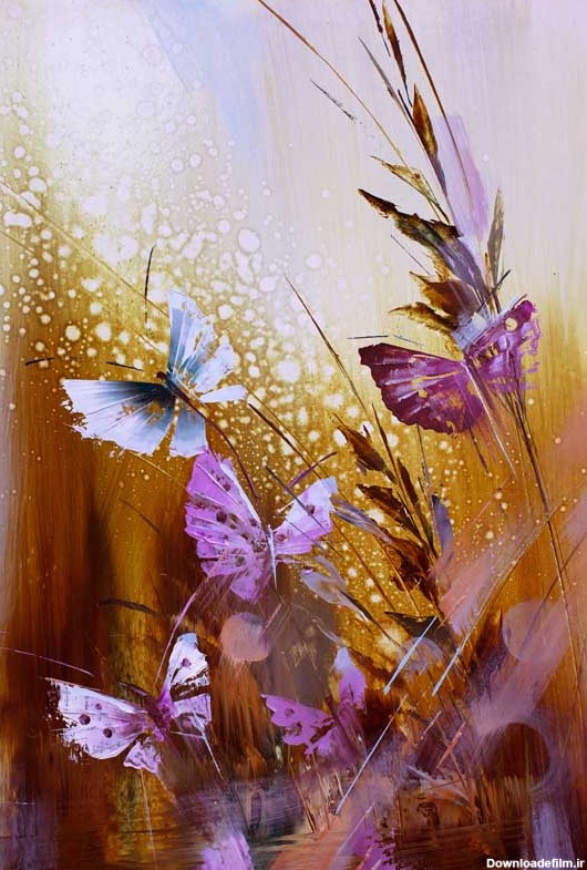 عکس نقاشی پروانه روی گل