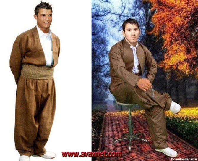 مسی و رونالدو در لباس کردی/ کدام یک بیشتر لباس کردی بهشون میاد ...