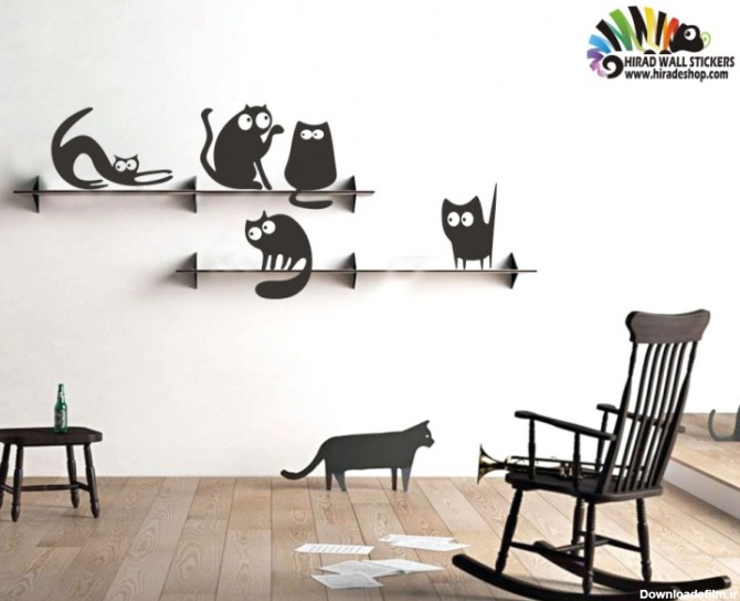 استیکر و برچسب دیواری گربه های روی شلف کد h179 - فروشگاه اینترنتی ...