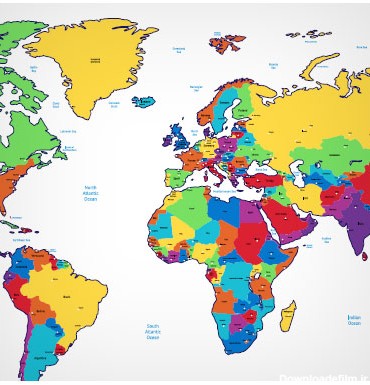 وکتور رنگی نقشه کشورهای جهان