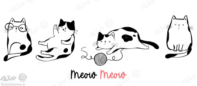 دانلود وکتور رایگان گربه کارتونی نقاشی شده در حالت های مختلف به صورت فایل EPS