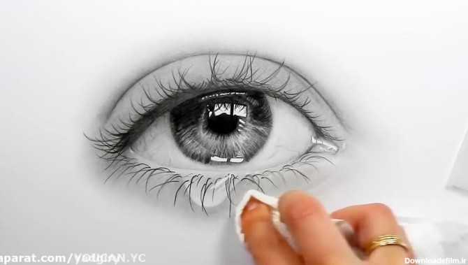 فیلم زیبای آموزش طراحی چشم نقاشی سیاه قلم