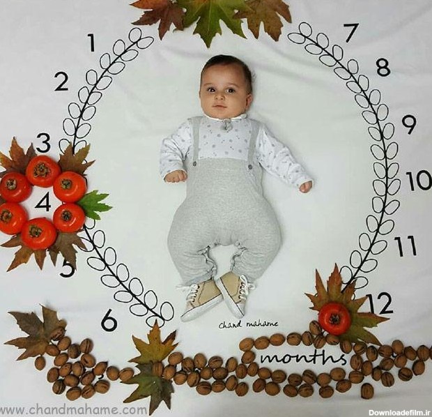 عکس های زیبای ماهگرد نوزادان با تم یلدا و پاییز - مجله چند ماهمه