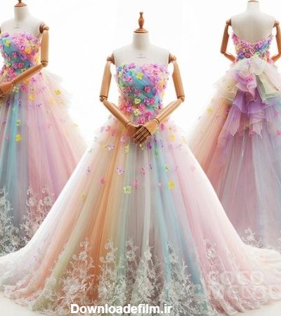 عکس لباس عروس رنگین کمانی