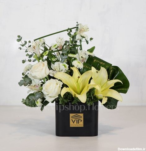 باکس گل رز لیلیوم سفید - گلفروشی آنلاین VIP Shop