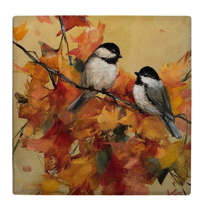قیمت و خرید زیر لیوانی طرح نقاشی پرنده روی شاخه های پاییزی ...