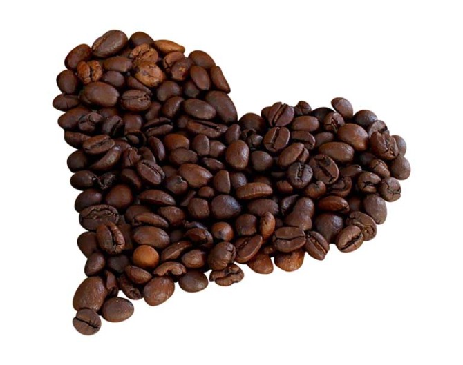 دانلود طرح قلب با دانه های قهوه