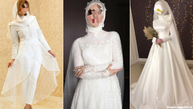 مدل لباس عروس پوشیده جدید ۱۴۰۲ با طرح ساده و با حجاب شیک ...