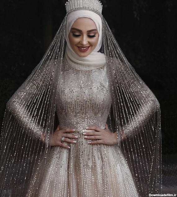 مدل لباس عروس با حجاب زیبا