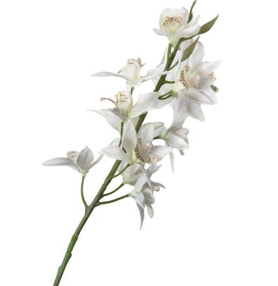 شاخه ارکیده مصنوعی مدل سیمبیدیوم 13 گل سفید - درجه یک - خرید آنلاین