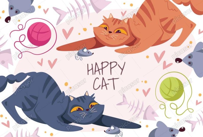 وکتور پس زمینه موش و گربه کارتونی طرح کودکانه » پیکاسور