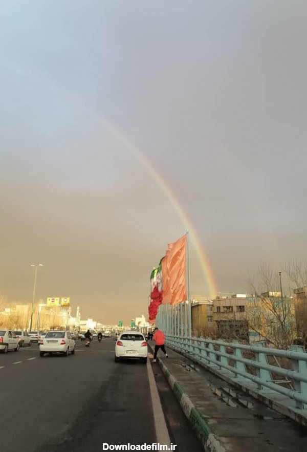 تصاویر رنگین کمان زیبا در آسمان تهران