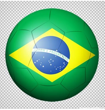 دانلود فایل پی ان جی توپ فوتبال با طرح پرچم برزیل به صورت ترانسپرنت