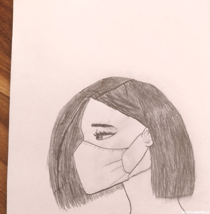 نقاشی دختر با ماسک - عکس ویسگون
