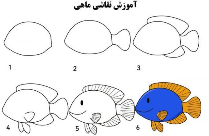 آموزش مرحله به مرحله نقاشی ماهی