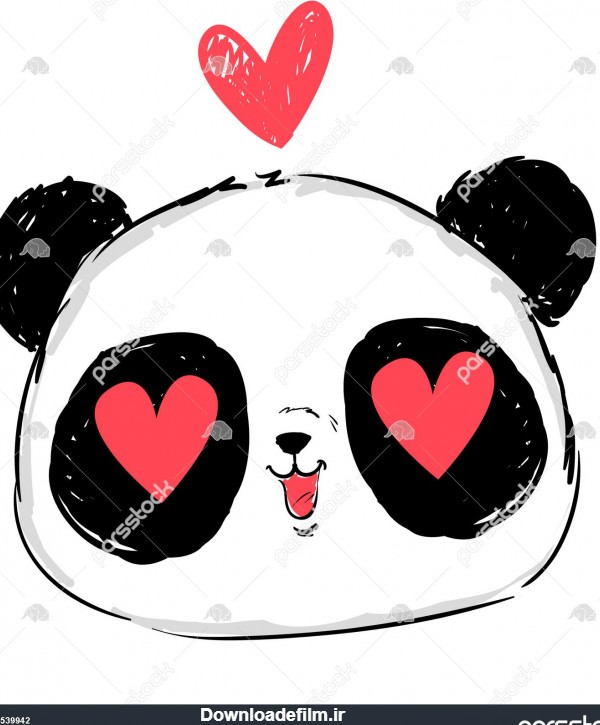 صورت خرس پاندا زیبا نگاه عاشقانه شخصیت کارتونی تصویر برداری 1539942