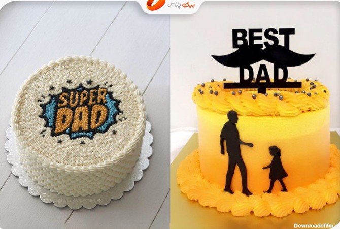دو نمونه کیک روز پدر با طرح غروب و فانتزی