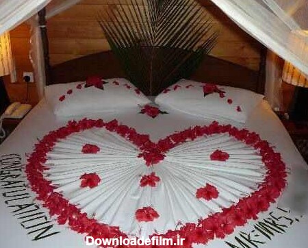 تزیین تخت عروس داماد با گل , تزیین حوله عروس