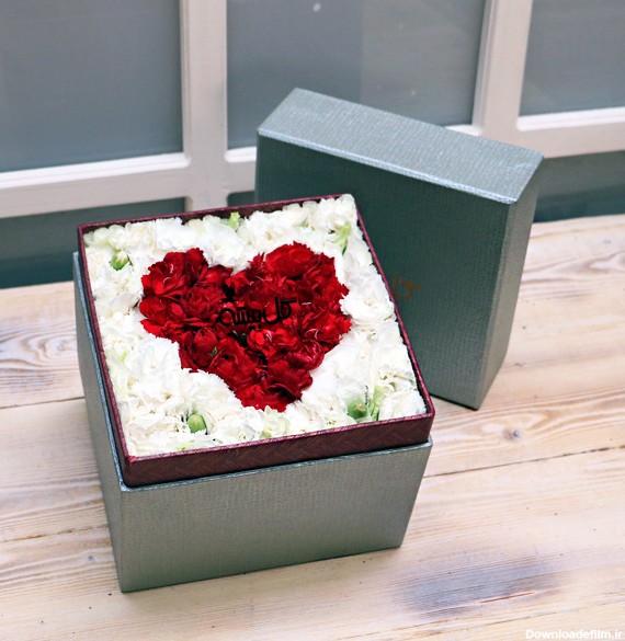 جعبه گل ، باکس گل ، باکس قلب ، گل میخک ، گل فروشی ، خرید گل ، گل تولد