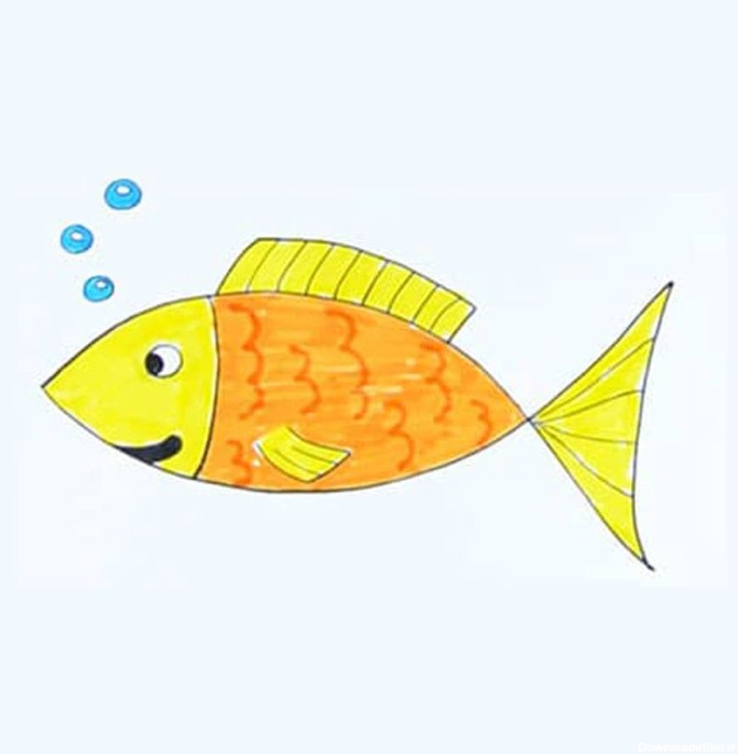 نقاشی ماهی کودکانه با آموزش ویدئویی