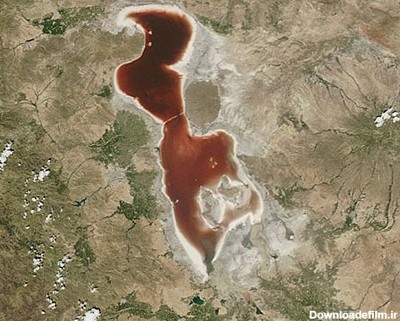 عکس‌های ماهواره‌ای ناسا از دریاچه ارومیه که به رنگ خون درآمده است ...
