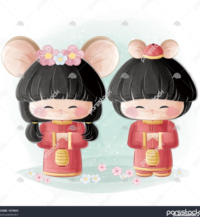 دختر و پسر ناز با لباس سنتی چینی 1570923