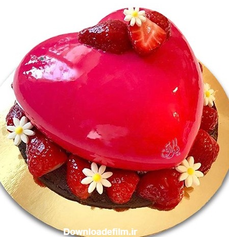 کیک سالگرد ازدواج - کیک عاشقانه قلب قرمز ژله ای | کیک آف