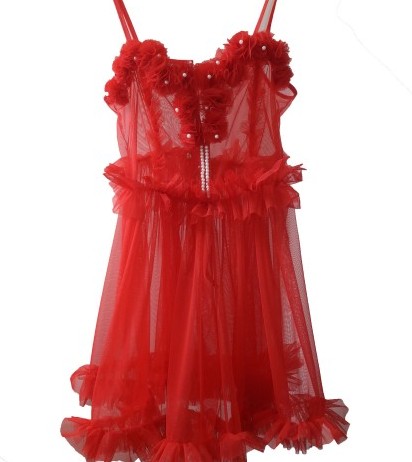 عکس لباس خواب توری قرمز مشکی
