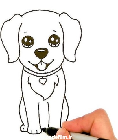 نقاشی کودکانه سگ ساده