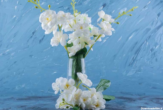دانلود عکس گلدان با گل های سفید | تیک طرح مرجع گرافیک ایران
