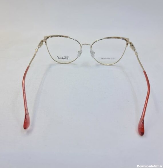 عکس از عینک طبی فلزی گربه ای شکل با فریم طلایی و سفید رنگ مدل 9123