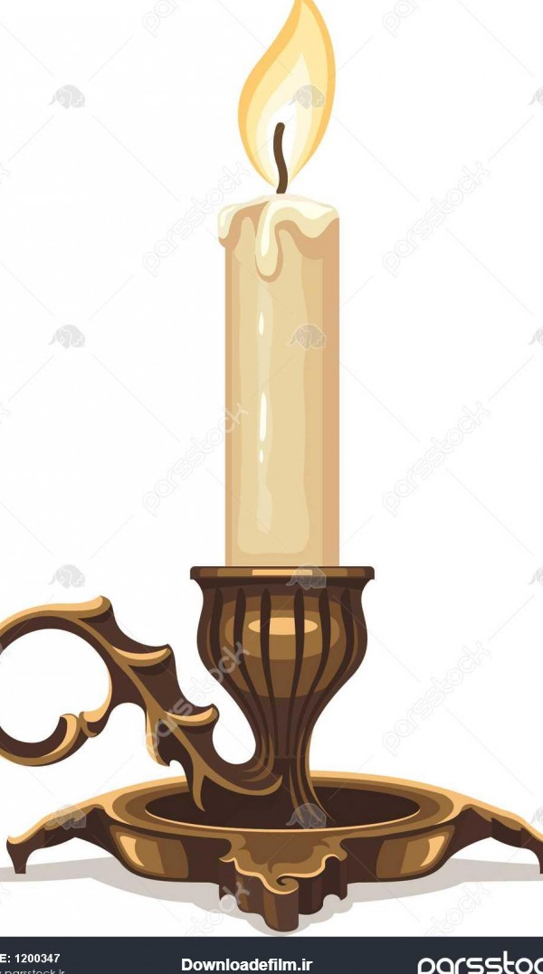 سوختن شمع در شمعدان برنز eps10 ilration بردار جدا شده در پس زمینه ...