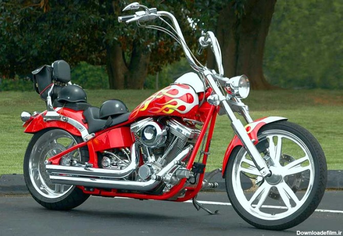 دانلود تصویر موتور سیکلت قرمز هارلی دیویدسون