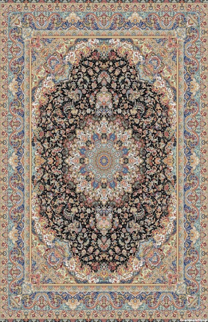 فرش ستاره کویر یزد طرح  A-012-1198 هزار و یک شب زمینه سرمه ای