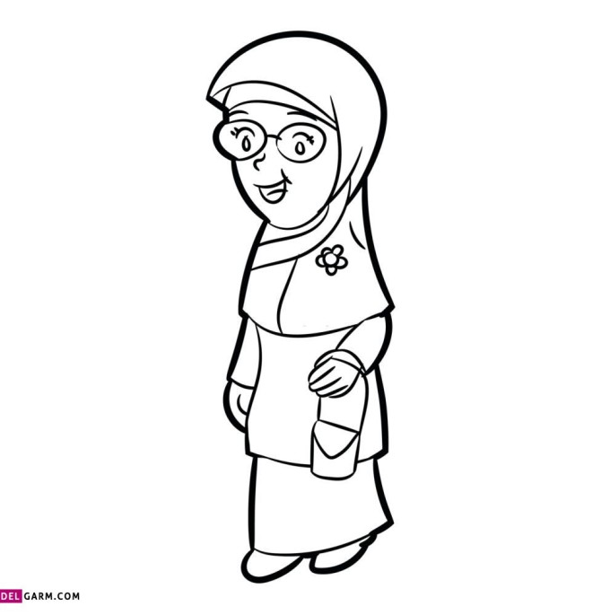 20 نقاشی شیک و باکلاس با موضوع حجاب برای رنگ آمیزی کودکان