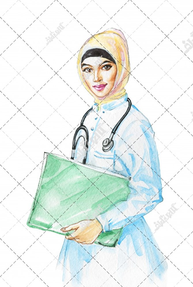 تصویر نقاشی زن پرستار یا پزشک زن