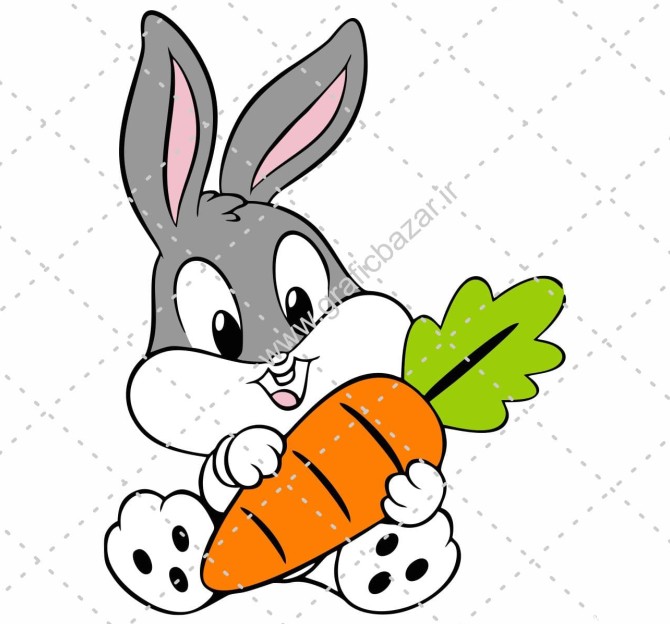 دانلود وکتور خرگوش کارتونی با هویج - گرافیک بازار