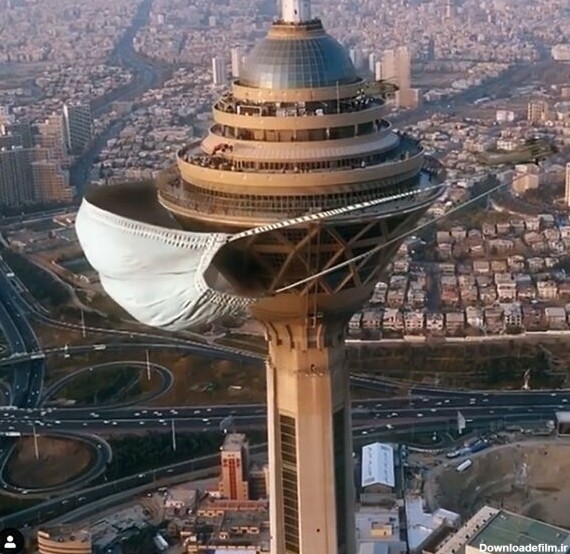 زده شدن ماسک بهداشتی به برج میلاد در تهران  - اسپوتنیک ایران