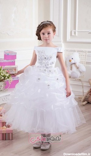 لباس عروس بچگانه - لباس مجلسی سفید دخترانه